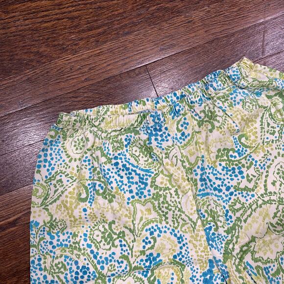 I. MAGNIN Vintage Pajamas Size Medium Teal Abstract Floral Print Top and Bottom - Picture 11 of 13